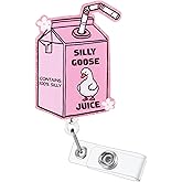 Silly Goose Juice Funny Work Badge Reel | Retractable ID Card Badge Holder | Name Tag Medical Badge Clip for RN LPN CNA MA Night Shift Nurse Nursing Student Doctor Teacher Coworker Gifts | Acrylic