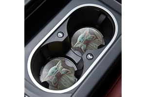 JUPSWAN Car Cupholder Coaster Absorbent 2 Pack Adorable Cartoon Character with Coffee Design Rubber New Automotive Cup Holder Decal Decor Accessories for Women Men Presents CDZ446