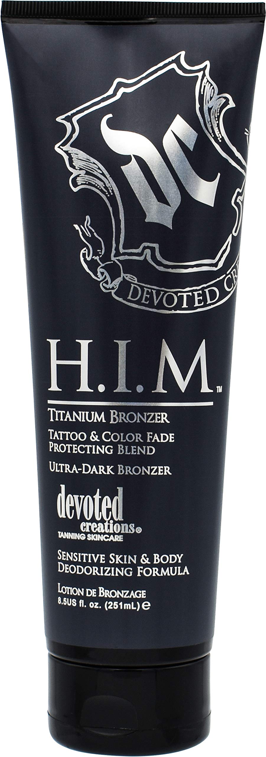 Devoted Creations H.I.M. Titanium Bronzer - 9 Oz. (Deep, Black, Non Greasy and Lightweight Lotion)