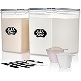 Vtopmart 8.5L 2 Pack Extra Large Flour Sugar Storage Containers for 20lbs flour, Airtight Kitchen Pantry Organization Canisters with Lids for Bulk food, Rice, Baking Supplies, BPA Free, Black