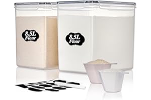 Vtopmart 8.5L 2 Pack Extra Large Flour Sugar Storage Containers for 20lbs flour, Airtight Kitchen Pantry Organization Caniste