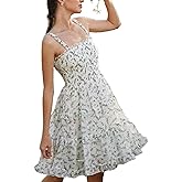 miswek Women's 2026 Summer Floral Dress Square Neck Strapped Swing A Line Beach Dress