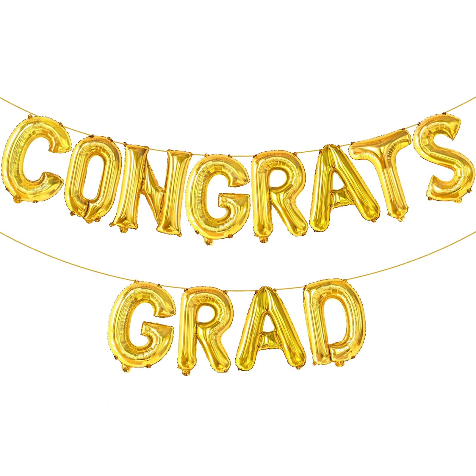 Congrats Grad Banner Balloon, Gold Foil Balloon 16 inch Graduation Party Decorations for College High School, Grad Party Supplies