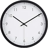 Amazon Basics Classic 12" Round Wall Clock, Easy to Read, Silent Non Ticking, Battery Operated, Black