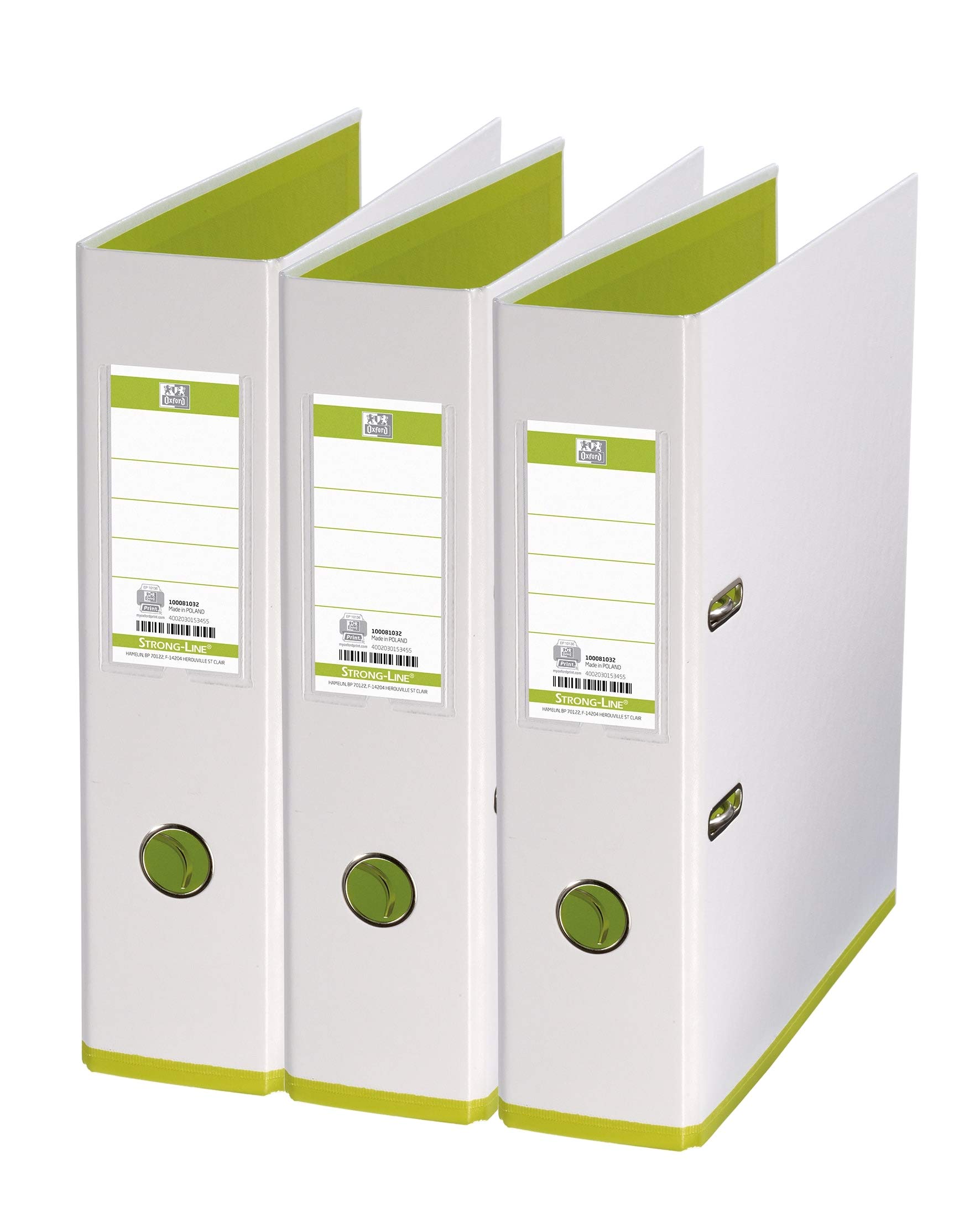 Oxford 3 x A4 MyColour 8cm Wide Two Tone White and Green Folders