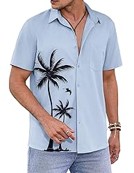 COOFANDY Men's Hawaiian Shirts Short Sleeve Button
