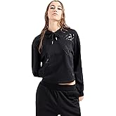 Armani Exchange Women's Cotton Diagonal French Terry Hoodie with Scattered Ax Stacked Logo