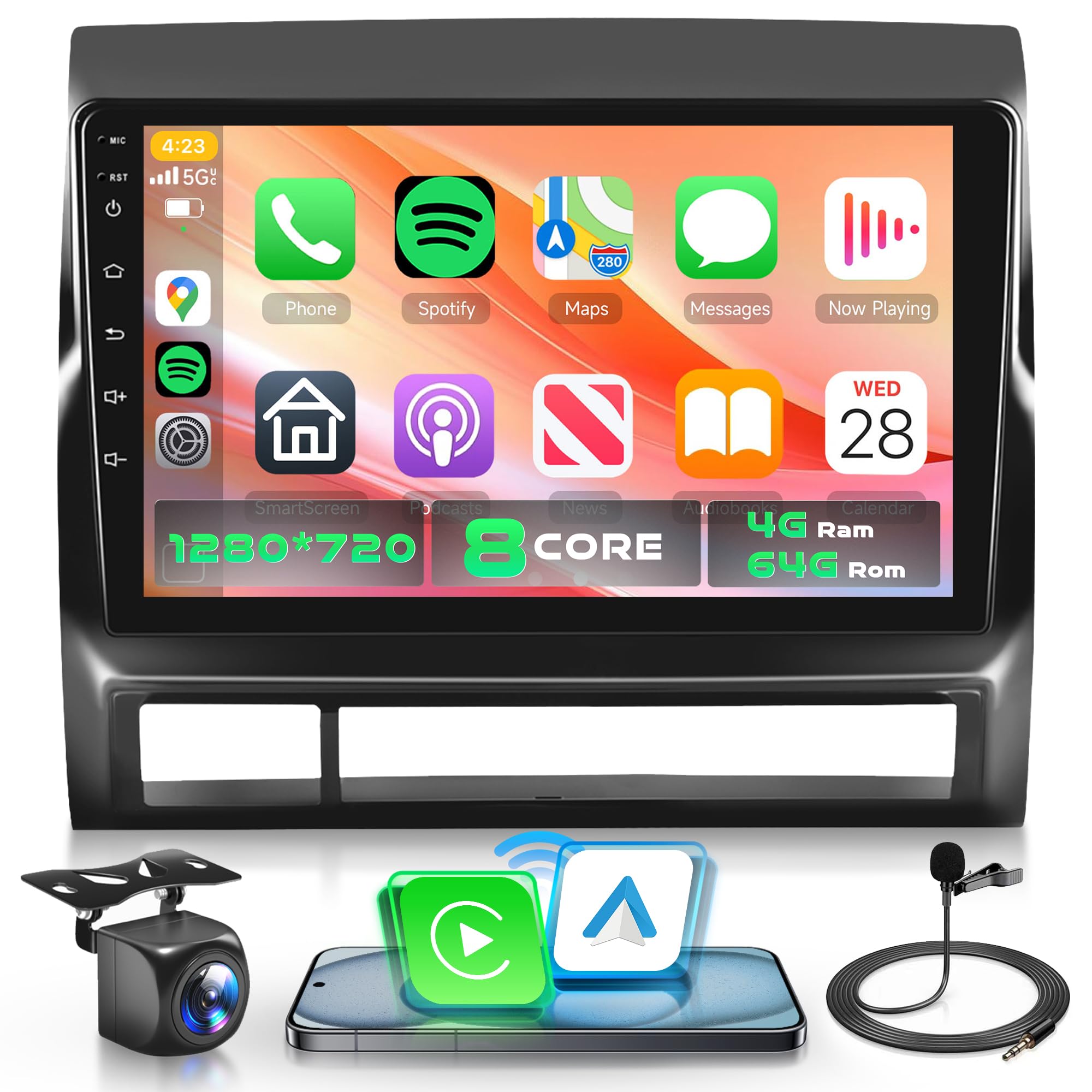 Photo 1 of [4G+64G] for Toyota Tacoma 2005-2015, 8 Core Qual-comm Snapdragon Chip, Android Car Radio Wireless Carplay Android auto, 9" IPS Touchscreen, Bluetooth 5.1, GPS & WiFi, SWC, Backup Camera, FM/RDS/DSP