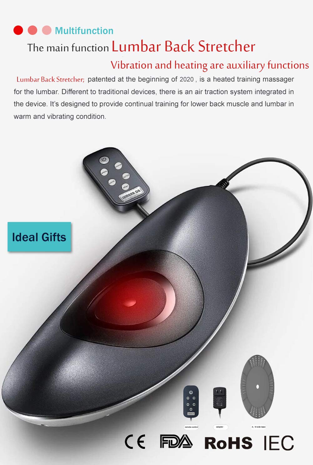 Jimugor Electric Lumbar Traction Device Massager with Heat Function