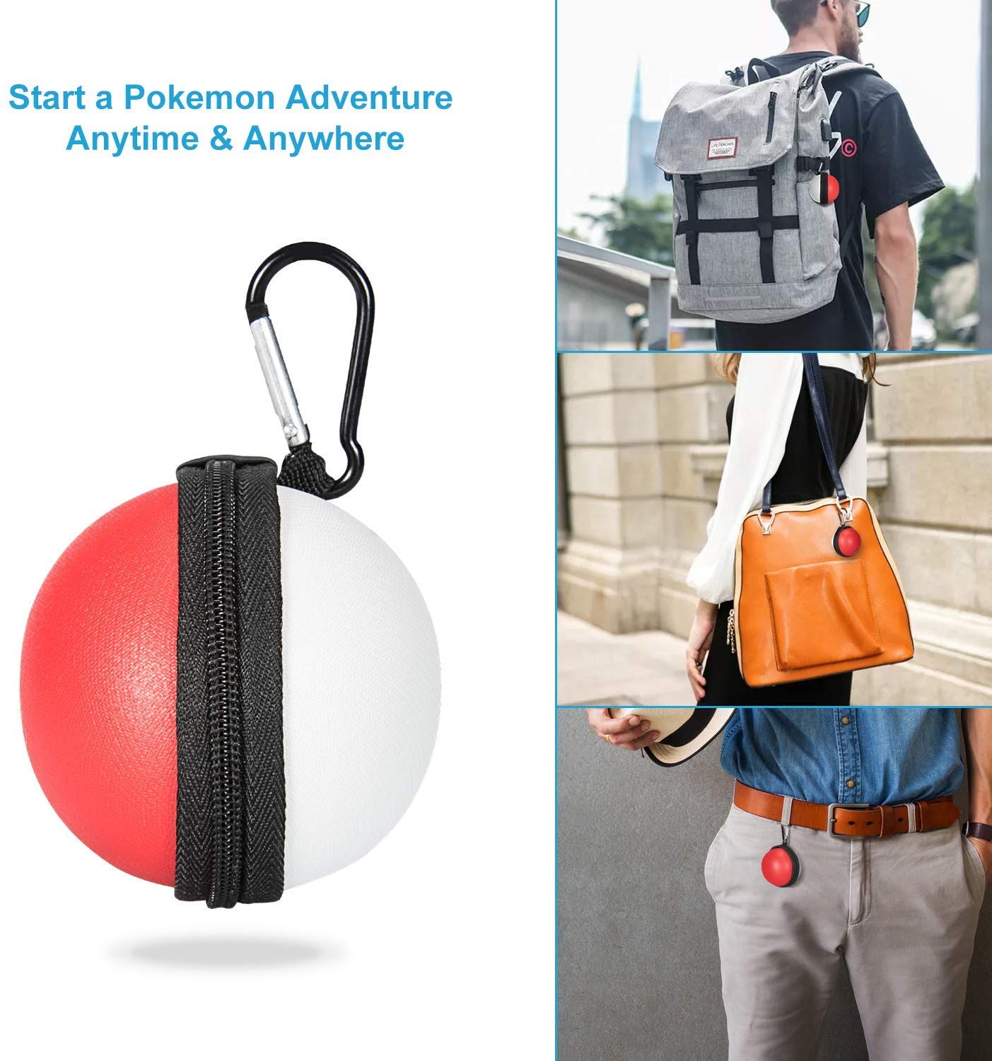 Qinbin Portable Carrying Case for Pokeball Plus Controller, Lets Go Pikachu Lets Go Eevee Game