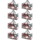 VENO 8 Pack Moving Bags, Christmas Storage Bins, Moving Boxes Alternative, Comforter and Blanket Storage Bags, College Dorm Packing Supplies, Foldable Heavy-Duty Tote (Clear, 8 Pack)