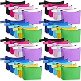 Frienda 40 Pack Canvas Makeup Bags Bulk Cosmetic Bags with Bottom Travel Canvas Zipper Pouch Multi Purpose Blank for Women Purse Toiletry Pencil DIY Craft, 10 Colors (8.7 x 5.1 x 1.7 Inch)