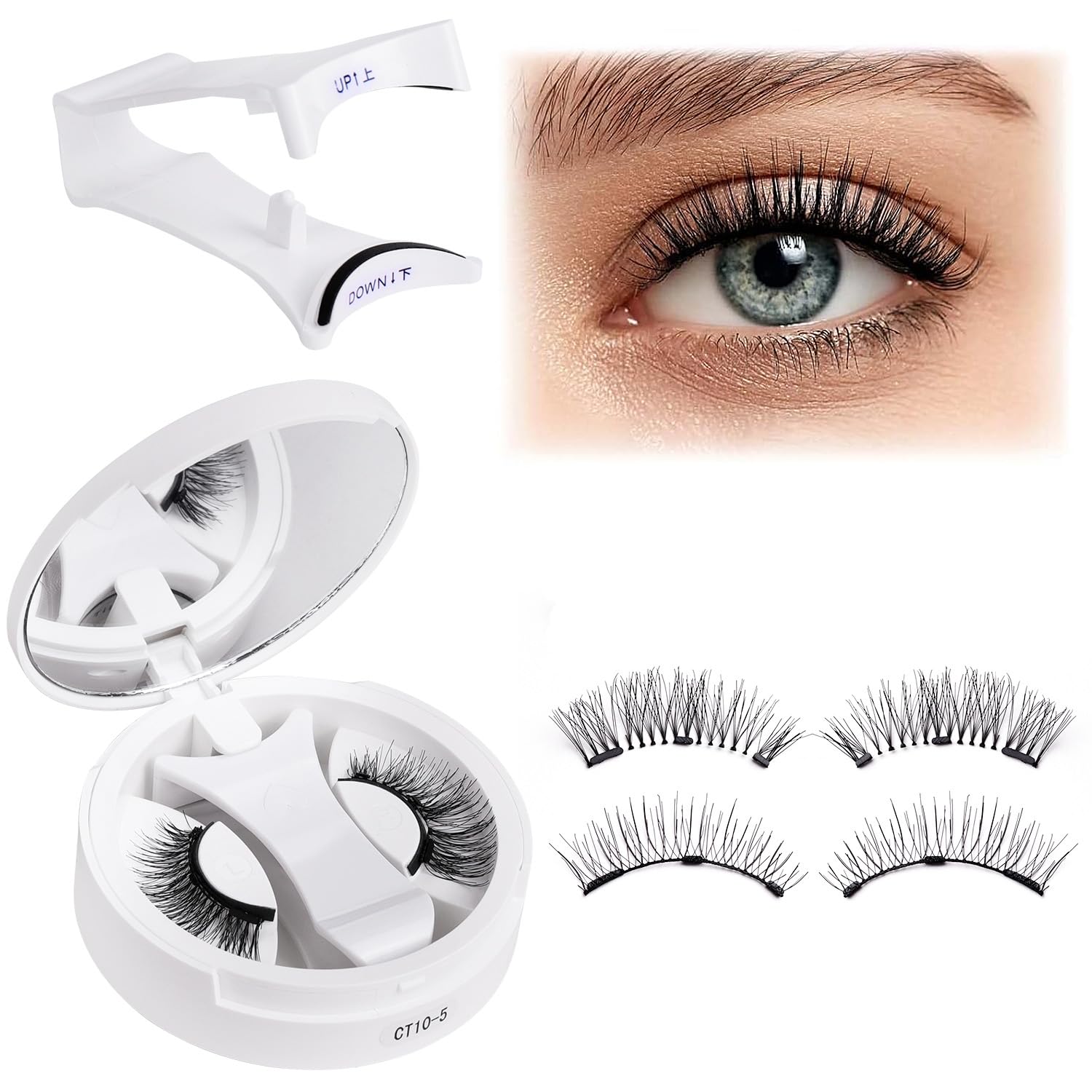 Photo 1 of Magnetic Eyelashes with Applicator Kit, Magnetic Lashes without Eyeliner,Glue-free False Lashes, Complete Travel-Ready Kit,Suit for Natural Makeup Black Faux Cils