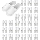 Nexboraque 30 Pairs 10.5 Inch Disposable Slipper for Guests, White Spa Slippers Bulk House Slippers Non Slip Closed Toe Travel Footwear for Hotel Guests Women Men, Medium