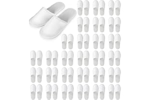 Nexboraque 30 Pairs 10.5 Inch Disposable Slipper for Guests, White Spa Slippers Bulk House Slippers Non Slip Closed Toe Travel Footwear for Hotel Guests Women Men, Medium