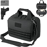 DBTAC Gun Case Bag XS | Tactical 1~2 Pistol Bag Firearm Shooting Case with Lockable Zipper for Shooting Range Outdoor Hunting | US Flag Patch + Universal Holster Included