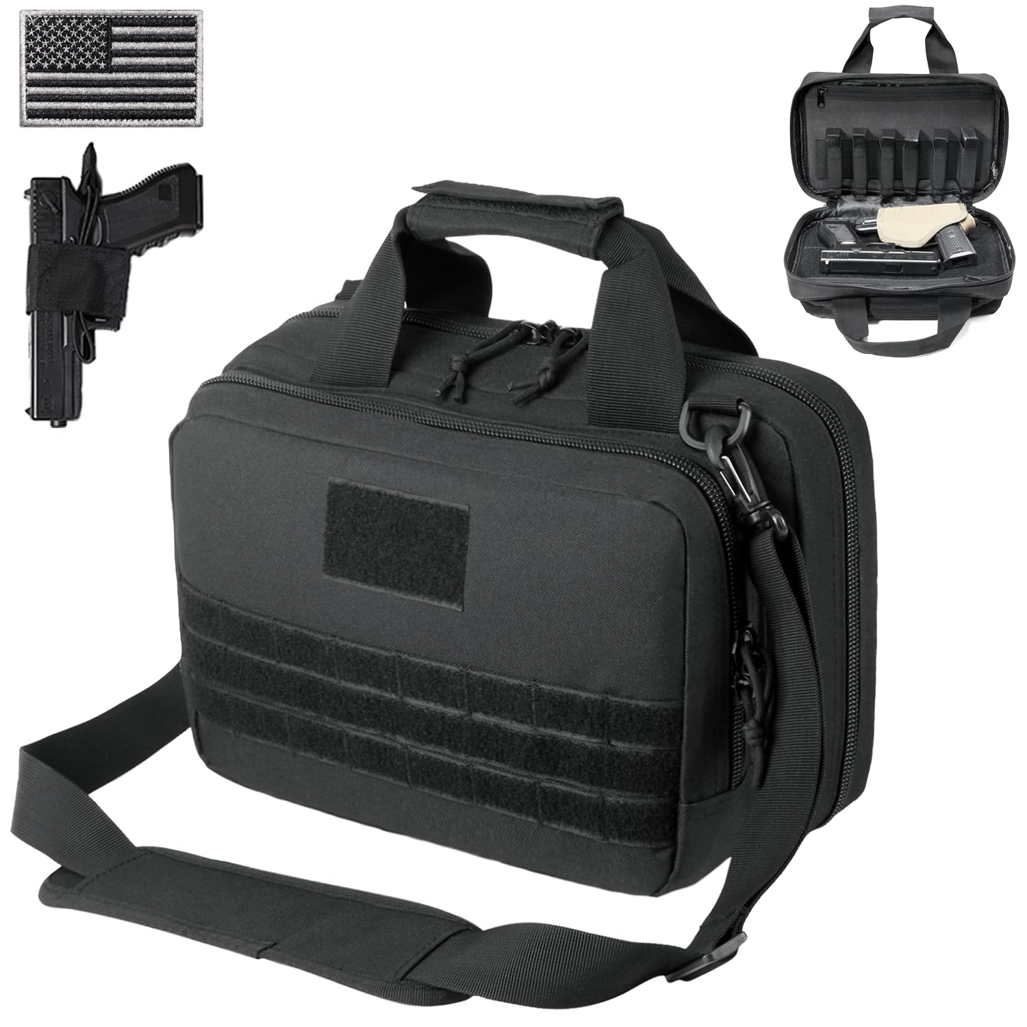 Photo 1 of Dbtac  Range Bag XS | Tactical 1~2 Pistol Bag Firearm Shooting Case with Lockable Zipper for Handguns and Ammo (Black)