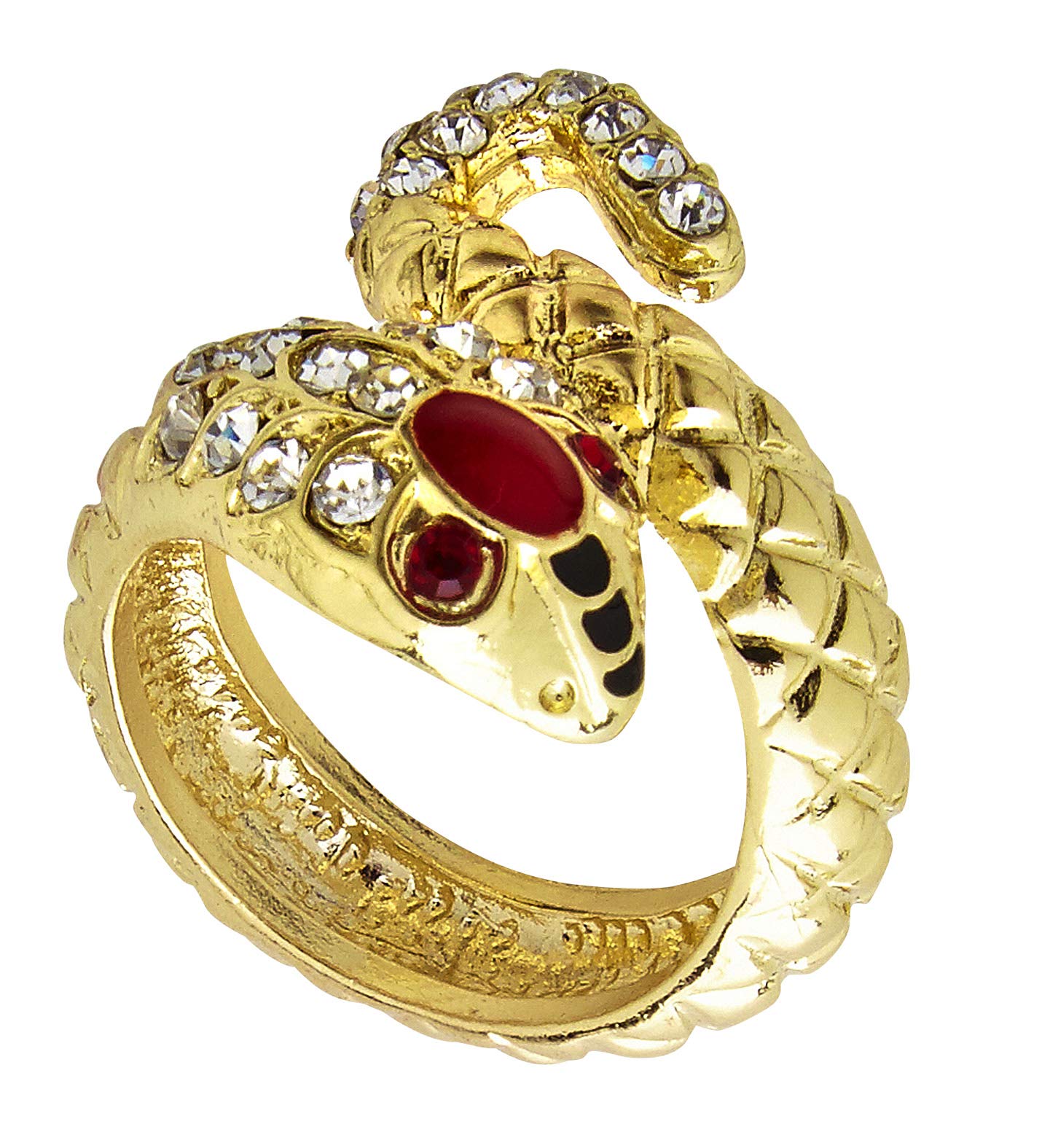 Widmann 03572 ? Golden Snake Shape Ring With Gemstones, Accessory Fancy Dress, Adult