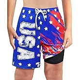 MaciRept Boys Swim Trunks Bathing Suit Swim Shorts for Boys Swimming Trunks with Boxer Brief Liner Swimsuit Board Shorts