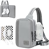 MYHOZEE Sling Bag Crossbody Backpack Purse - 2 in 1 Nylon Cross Body Bag Diaper with Wipes Pouch, Water Bottle Pocket