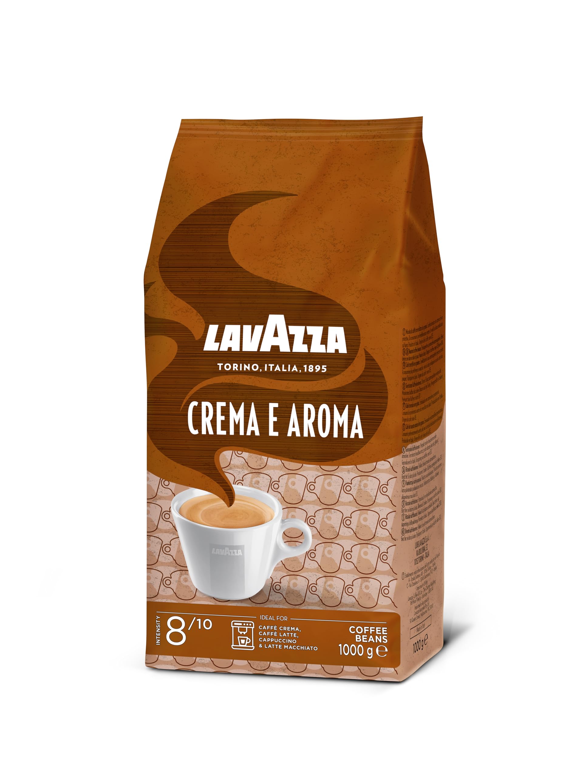 Lavazza, Crema e Aroma, Arabica und Robusta Kaffeebohnen, Ideal für Espressomaschinen, mit Schokoladigen Aromen, Reicher und Vollmundiger Geschmack, Intensität 8/10, Mittlere Röstung, 1 kg Packung 3