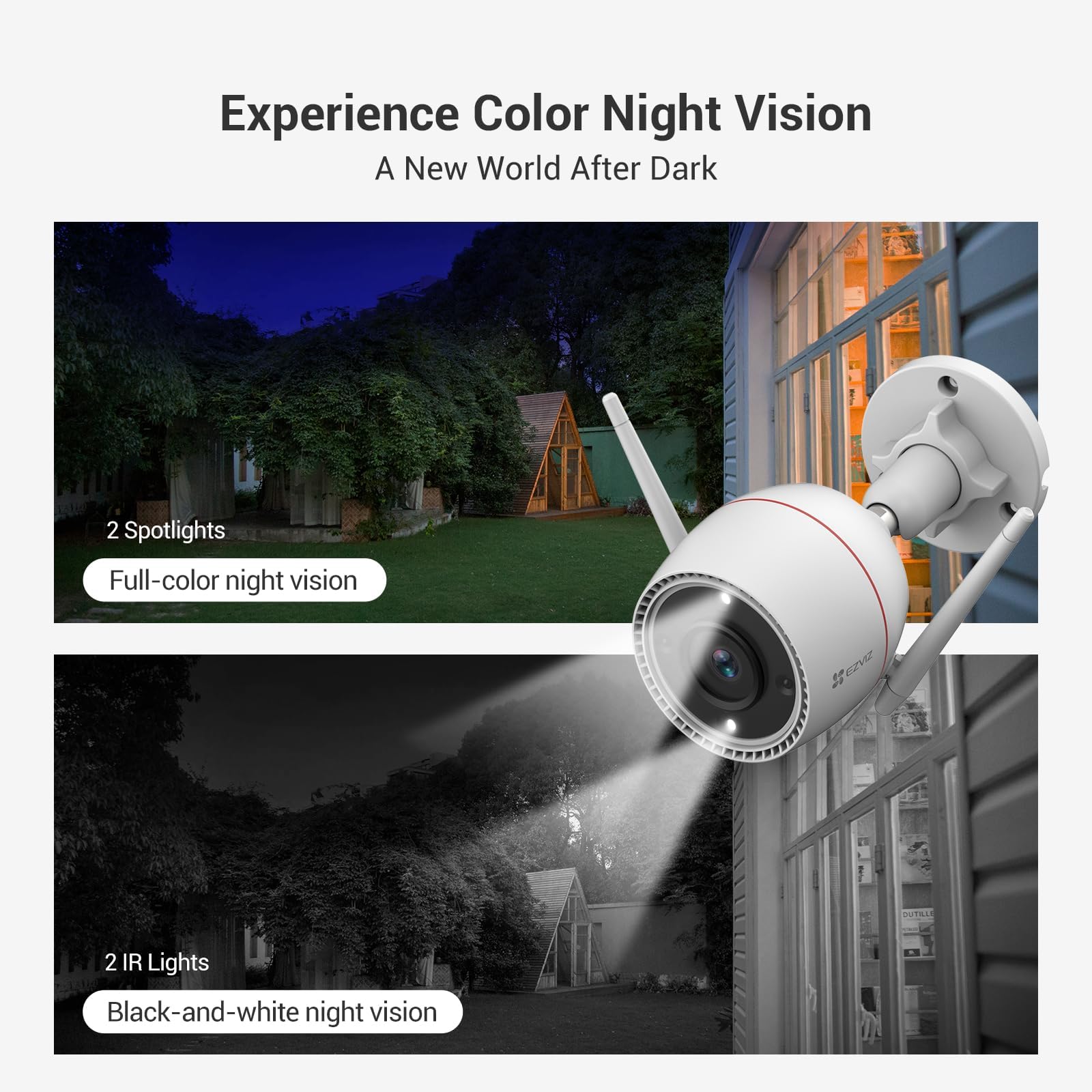 EZVIZ Custom Voice Alerts, 2K Outdoor Cameras for Home Security Outside, WiFi Surveillance Camera, No Subscription with Color Night Vision, IP67 Waterproof, Motion Detection, Two-Way Talk, Alexa