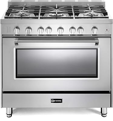 Verona 36" All-Gas Range, 5 Burners, Turbo Convection, Stainless Steel