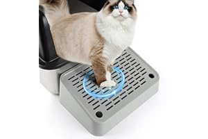 Bartuke Cat Litter Box Ramp, Litter Box Step Mat with Filter Function, Cat Litter Catcher for Self-Cleaning Litter Boxes, Cats Pedal Stool Ideal for Kitten & Elderly Cats (Light Grey)