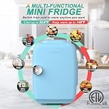 CROWNFUL Mini Fridge 4 Liter Portable Cooler Warmer 6 Can Matte Blue ETL view 2