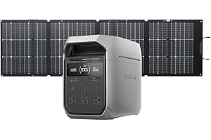 EF ECOFLOW Générateur solaire DELTA 3 Plus avec panneau solaire bifacial de 220 W (2024), entrée solaire 1000 W, batterie LFP