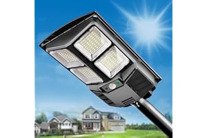 BAISTON Solar Street Lights Outdoor: Dusk to Dawn Solar Parking Lot Lights with 3 Modes Motion Sensor Remote Control, 6000K 160 Leds Commercial Solar Lights for Outside, Backyard, Garage, Barn, Garden