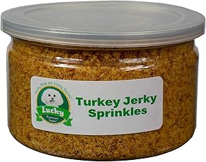 Lucky Premium Treats Jerky Sprinkles Dog Food Topper All-Natural Kibble Seasoning Adds Delicious Flavor to Your Dogs Food Made in The USA