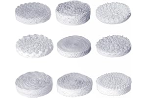 ZNZAKKA 54 Yards Lace Ribbon White Lace Trim Yard, Crochet Sewing Lace Ribbons for Crafts, Assorted Eyelet Lace Roll for DIY Scrapbooking Dollies Wedding Supply (White)