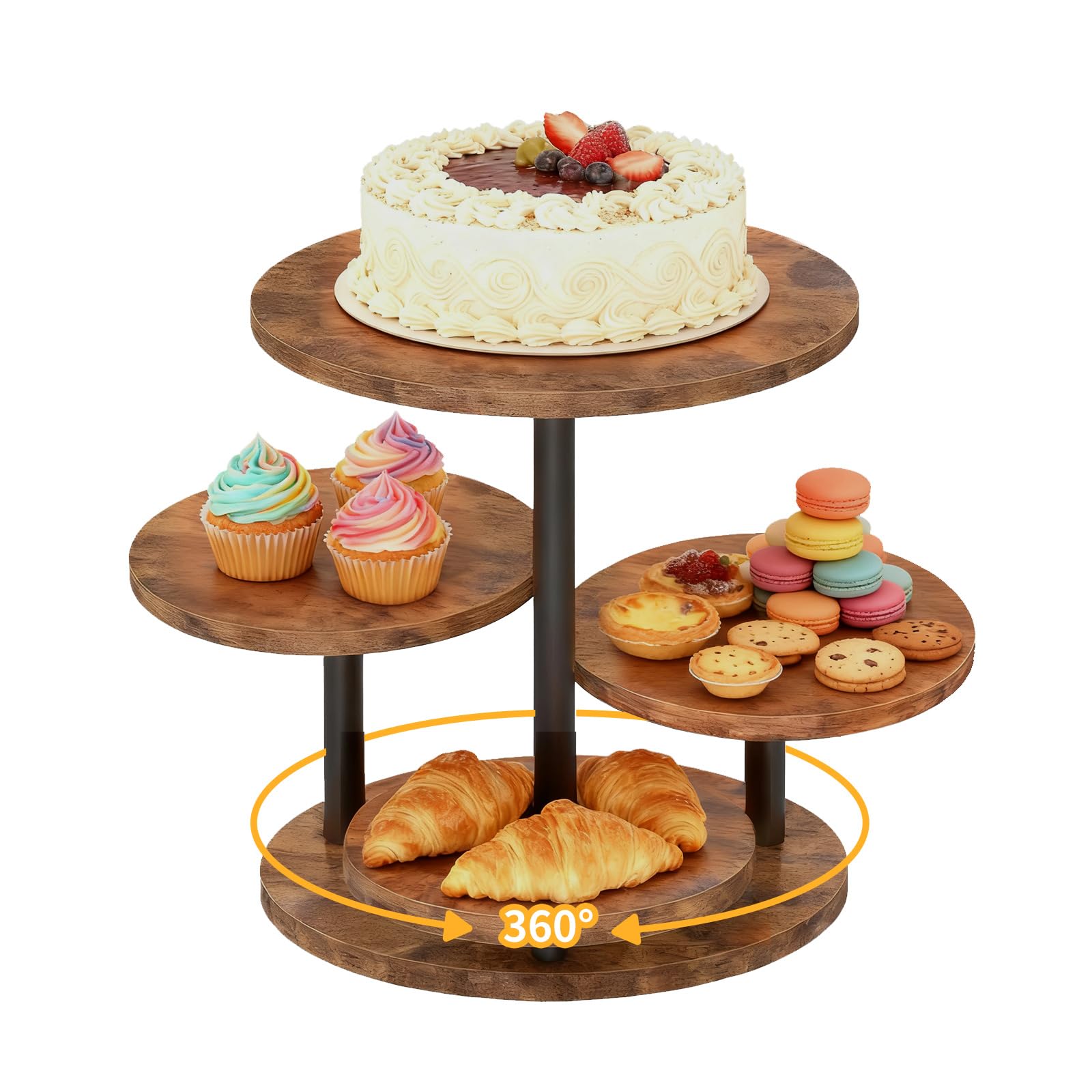 Photo 1 of **FOR PARTS ONLY/ NON-FUNCTIONAL MISSING PIECES*** Cupcake Stand 4 Tier Cupcake Tower Stand for 50 Cupcakes,360° Rotating Wood Cake Stand, Wedding Cake Stands, Cupcake Stands for Party, Cup Cake Tower Stand for Birthday Anniversary Party Decoration