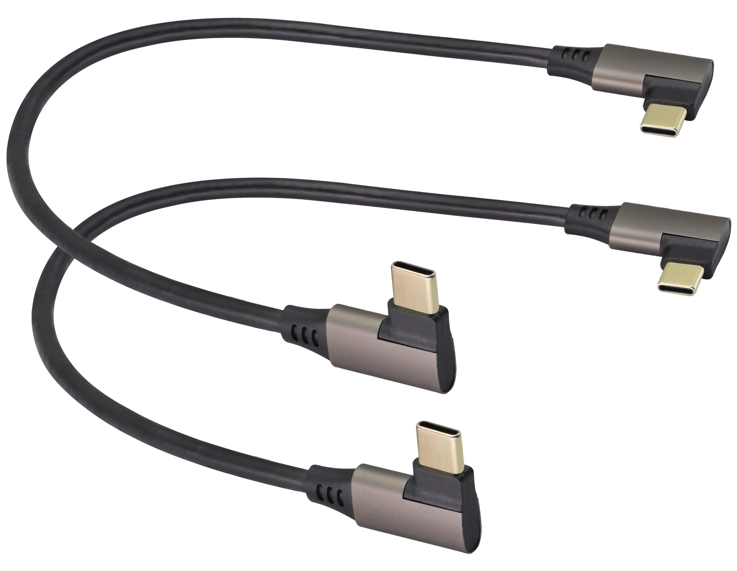 AAOTOKK 90 Degrees Left and Right USB 3.1 C-Type to USB C 3.1 Male 4K@60Hz Second Generation Expansion cable Supports Charging,Data,Audio,and Video Cables for laptops and Mobile Phones(0.3M/2pack)