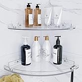 YAWSOUP Acrylic Corner Shower Shelves,Adhesive Shower Caddy Organizer for Bathroom Storage Home Decor,Clear, RustProof, No Drilling Bathroom Wall Shelf,2-Pack