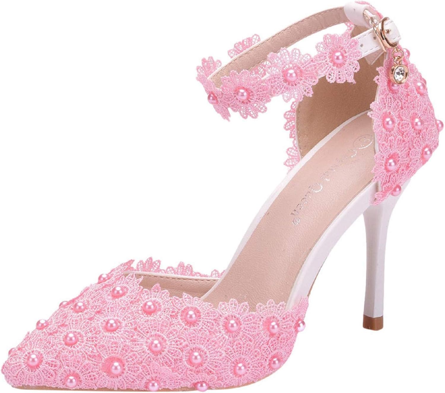 baskuwish Rhinestone Heels,Ladies Fashion Wild Rhinestone Wedding Stiletto Sandals High Heels Buckle Shoes