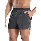 MIER Mens 3 Inch Shorts for Athletic Running Dry Fit Lightweight Workout Gym Active Shorts with Brief Liner, Pockets