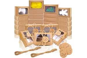 BZIDII 35Pcs Soap Boxes for Homemade Soap and tags,3.54 X 2.36 X 1.18 Inch Soap Boxes with Window,Bar Soap Packaging Kraft Box Supplies（Brown）