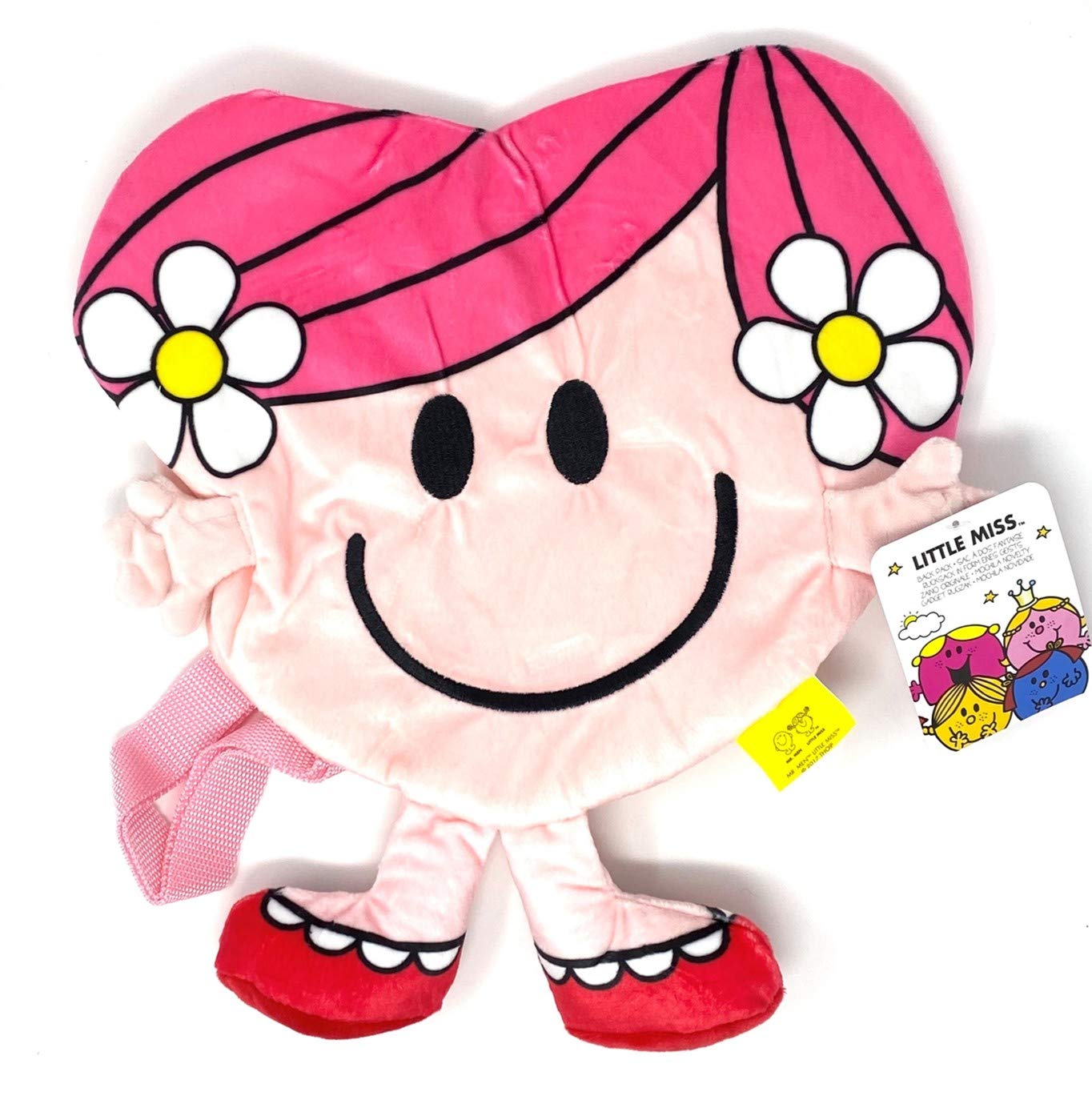 Official Mr. Men Little Miss Hug Plush Character Backpack - School Bag