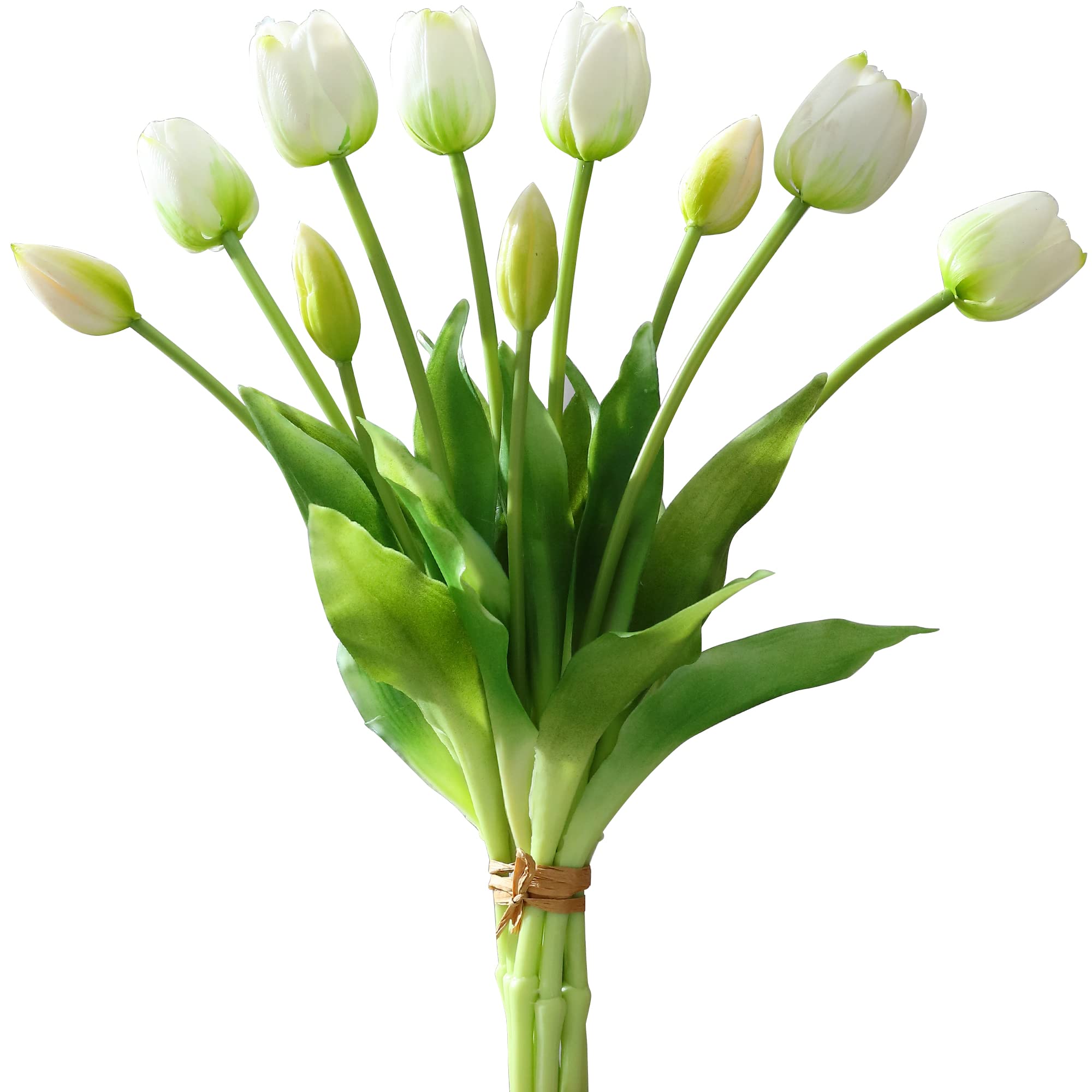 Photo 1 of DAYHAP Artificial Flowers 10pcs Fake Tulips Real Touch, Faux Latex Tulips Flowers with Gift Box Soft Faux Tulips Bouquets Arrangements for Party Wedding Home Room Decoration(White)