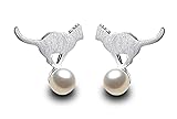 Sterling Silver Cat with Pearl-Pearl Cat Whisker