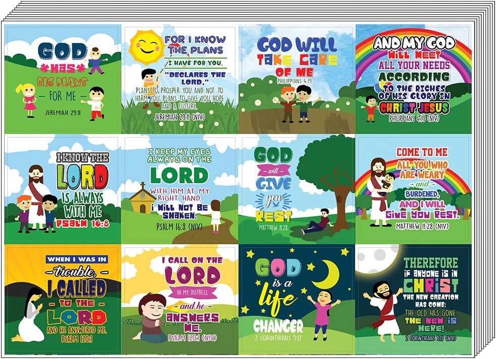 Christian Stickers for Kids (10-Sheet) – Devotional – Fun Religious ...