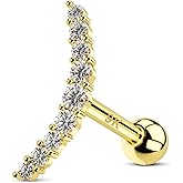 Melighting 16G Helix Earrings 9K Gold Tragus Piercing Jewelry Clear CZ Stud Earring Cartilage Earrings Conch Daith Lobe Piercing for Women Gift