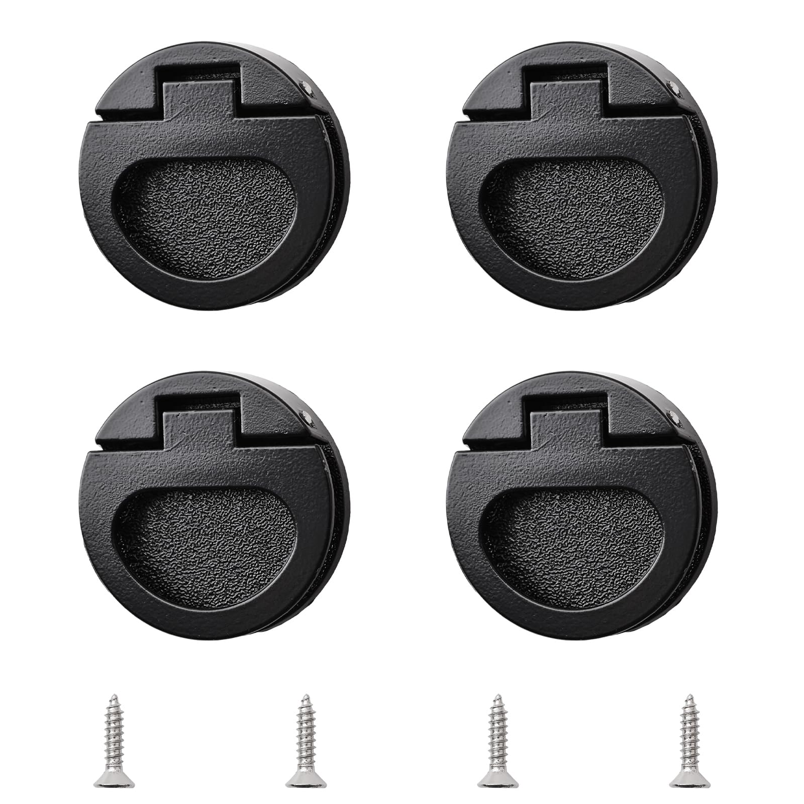 MOROBOR Flush Ring Pull Handles, 4PCS Pocket Doors Drawer Handle Zinc Alloy Knobs Concealed Plane Drawer Door Pull for Cabinets, Closets, Drawers (Black)