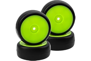 HIRCQOO Plastic Wheel Rims 12mm Hex Hub & Rubber Tires w/Foam Compatible with HSP Tamiya HPI Kyosho 1/10 On-Road Touring Car WLtoys 1/14 144001 RC 1/18 A959B Buggy (Green)