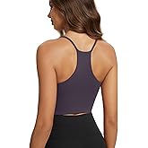ODODOS Halter Sports Bra for Women Non Padded Strappy Cropped Tops Workout Yoga Crop