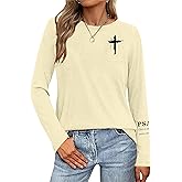 Christian Shirts for Women Psalms 91 Print Jesus Faith Religious T-Shirt Cross Bible Verse Long Sleeve Tee Tops