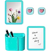 dbfdpsey Blue Locker Accessories kit with Magnetic Whiteboard, Locker Mirror, Pen Holder and Locker Magnets for Refrigerator, Back to School Essentials Locker Organizer &amp; Decorations