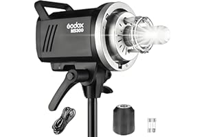 Godox MS300 Compact Studio Flash 300W 2.4G Wireless Monolight with 150W Modeling Lamp,Outstanding Power Output Stability,Anti-Preflash,Bowens Mount,5600±200K CCT,0.1～1.8S Recycle Time